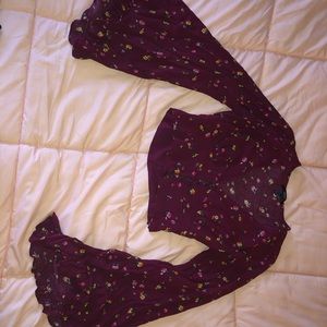 Peasant sleeve Forever 21 floral print crop top